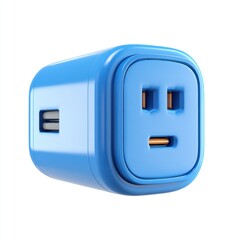 Blue modern power adapter with USB port
