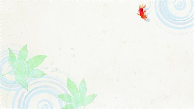 Watercolor Japanese Goldfish Pond Top View Seamless Loop Background,Swimming Kingyo with Water Ripples 4K｜水彩　金魚　池　背景　ループ　和風　夏　動画素材　和　4k　social media,youtube