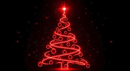 Brilliant Red Illuminated Christmas Tree Bringing Brightness to the Winter Holidays and Festive Celebrations