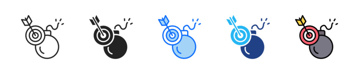 Terror Threat Icon Set Multiple Style Collection