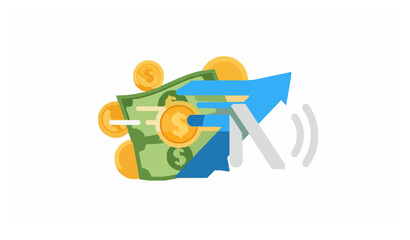 Fototapeta premium Fast money and quick payment flat vector icon for fintech and investment apps