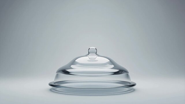 Elegant Empty Glass Food Cloche On Gray Background