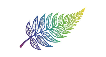 Fototapeta premium Vibrant hand-drawn fern leaf illustration featuring a stunning rainbow gradient of colors