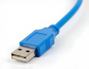 blue usb cable data transfer cable on white background