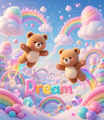 Naklejka premium Bear Buddies Dream Jump