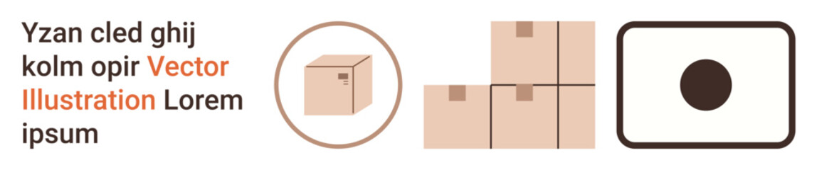 Logistics, e-commerce, packaging, shipping, storage, delivery. A minimalistic ion of cardboard boxes and a shipping symbol. Logistics and e-commerce concept through boxes and icons