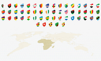 African Flags in Rugby Style. Big Rugby icon set.