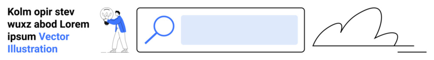 Obraz premium Digital trends, internet browsing, data search, online services, networking, web applications. Person standing near a search bar with a cloud icon. Digital trends and internet browsing concept