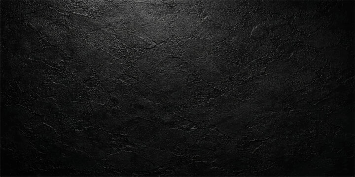 A dark grunge texture featuring a rough black and white stone pattern creates an old vintage concrete wall backdrop with a dirty grey surface design