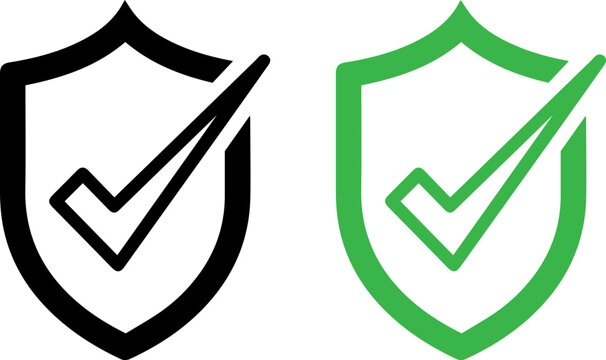 Secure protection icons with checkmarks for safety and approval