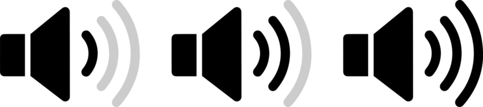 Sound wave icons in various intensities on white background