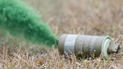 Fototapeta premium Green smoke grenade
