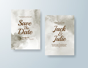 Wedding invitation with abstract splash watercolor