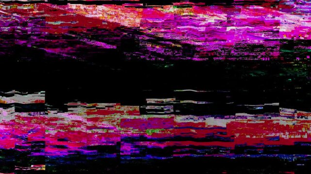 Electric Film Flicker Glitch Overlay, Colorful digital glitch interference with neon noise. perfect for gaming intro
