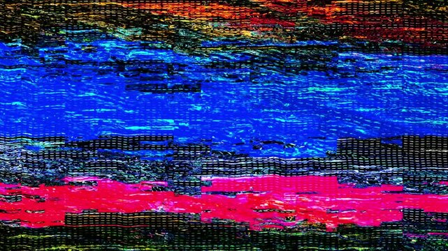 Linear Film Flicker Glitch Overlay, Abstract digital glitch noise with colorful scanlines. best for vhs effect