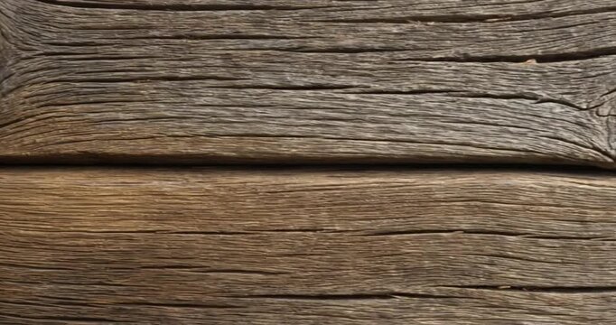 A detailed close-up shot of weathered, rustic wooden planks reveals rich textures and natural patterns. The aged timber displays prominent wood grain, deep grooves, and an organic knot, showcasing the