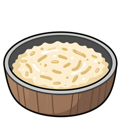 Bowl of Cooked Rice Served in a Wooden Dish Ready for a Meal