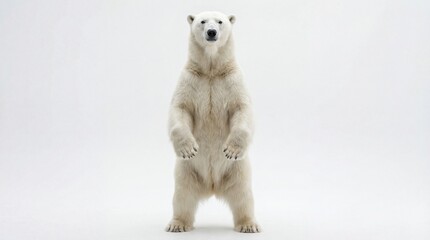 Polar Bear Standing Confidently Against White Background in Natural Habitat
