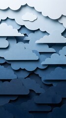 Layered Blue and Gray Clouds in Abstract Design Creating Depth and Texture