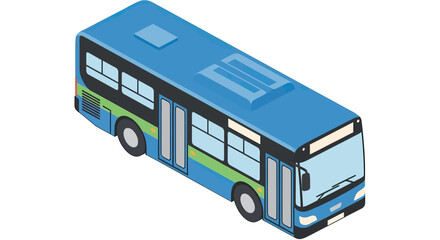 Blue and green city bus in isometric view for public transport. © Yahya
