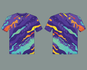 T-shirt design template, vector illustration with a abstract grunge neon light background
