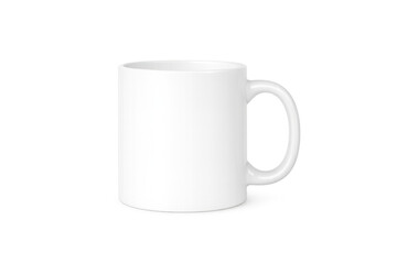 White ceramic coffee mug offering a blank template for branding, advertising, and custom design applications