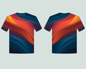 Dynamic Gradient Wavy Abstract T-Shirt Design

