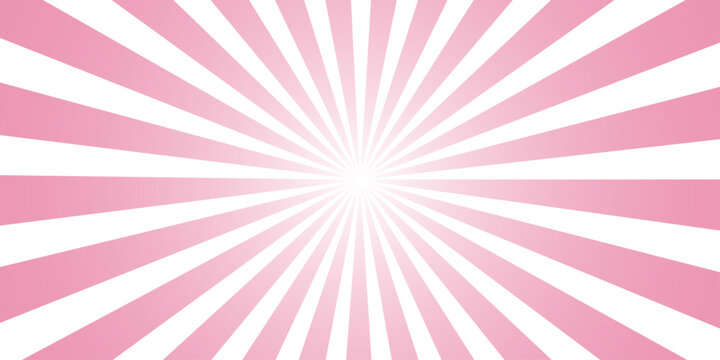 Abstract pink sunburst background featuring a vintage radial star pattern with purple light rays and a retro grunge texture for a stylish vector wallpaper design