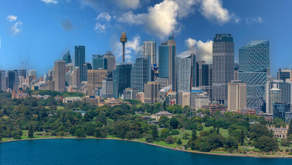 Fototapeta premium 5 February 2026 Aerial View of Sydney Harbour Circular Quay cruise Liner on a nice Summer day beautiful Sky in Sydney NSW Australia