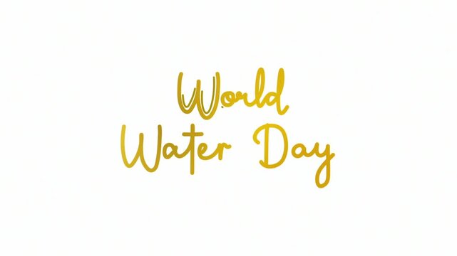 world water day One line continuous animated typography intro outro animation video, hand drawn calligraphy monoline lettering vintage single line text gold golden type on white background bg backdrop