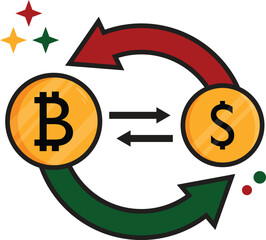 Bitcoin to Dollar Cryptocurrency Exchange Icon Vector Illustration