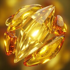 Abstract Amber Gemstone Crystal Macro Photography.