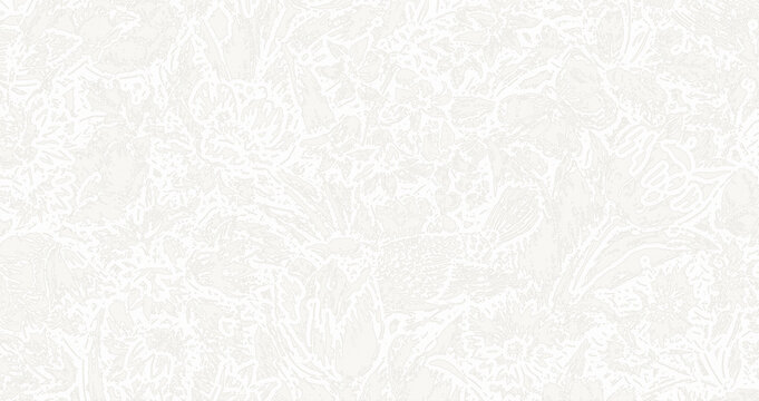 An elegant and delicate hand-drawn floral line art pattern showcasing intricate blooms and vines on a light background.