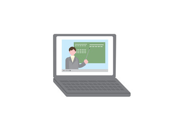 オンライン授業が表示されているノートパソコン