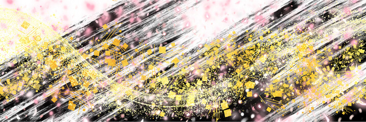 お正月背景風金箔桜花吹雪が輝く豪華横長透過背景