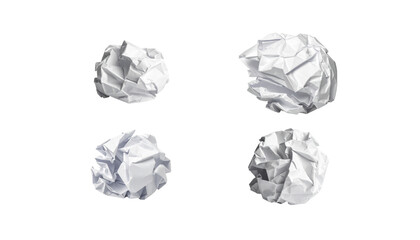 A close-up image of a crumpled, blank sheet of paper placed on a white background