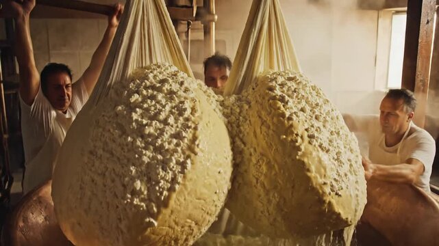 Artisan cheese making: curd extraction from copper vat