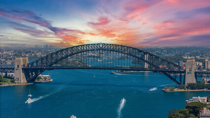 Fototapeta premium 5 February 2026 Aerial View of Sydney Harbour Circular Quay cruise Liner on a nice Summer day beautiful Sky in Sydney NSW Australia