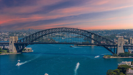 Fototapeta premium 5 February 2026 Aerial View of Sydney Harbour Circular Quay cruise Liner on a nice Summer day beautiful Sky in Sydney NSW Australia
