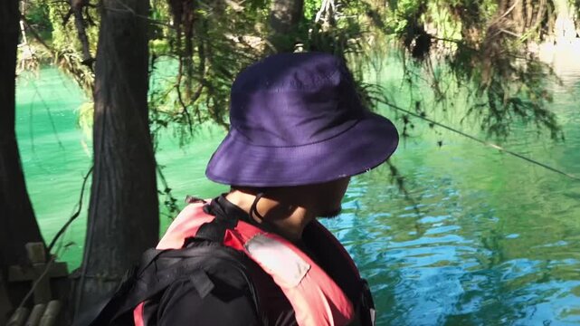 Explore Cascada de Micos in Huasteca Potosina with clear water and lush vegetation in San Luis Potosi, Mexico