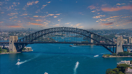 Obraz premium 5 February 2026 Aerial View of Sydney Harbour Circular Quay cruise Liner on a nice Summer day beautiful Sky in Sydney NSW Australia