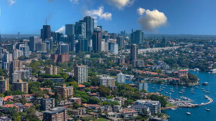 Naklejka premium 5 February 2026 Aerial View of Sydney Harbour Circular Quay cruise Liner on a nice Summer day beautiful Sky in Sydney NSW Australia