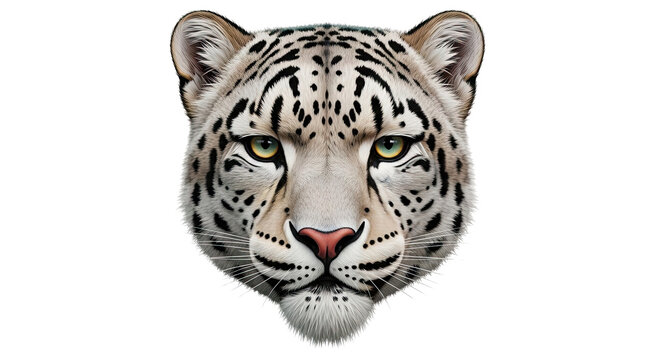 Close-up portrait of a snow leopard's face