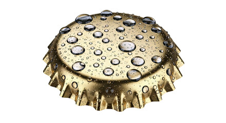 Golden Bottle Cap Covered in Water Droplets