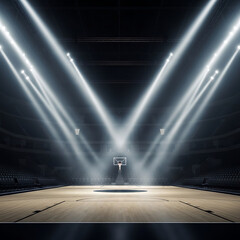march madness, Empty Basketball Arena Spotlight Dramatic Lighting Game Day