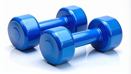 Blue Dumbbells for Fitness Training and Strength Workout in Studio Setting for Healthy Living and Exercise.