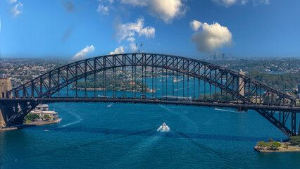Obraz premium 5 February 2026 Aerial View of Sydney Harbour Circular Quay cruise Liner on a nice Summer day beautiful Sky in Sydney NSW Australia