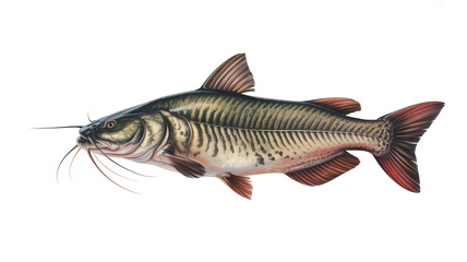 Fototapeta premium A detailed illustration of a catfish with prominent whiskers and a streamlined body