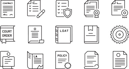 Legal Documents & Compliance Line Icons