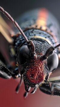Extreme close up alate insect footage showing winged body anatomy and fine texture in macro video 4K